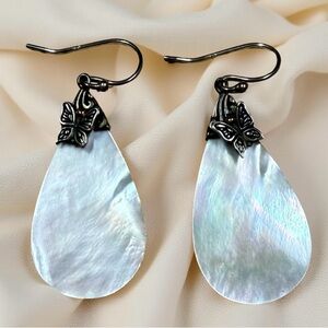 Butterfly MOP 925 Sterling Silver And 18k Gold Teardrop Drop/Dangle Earrings